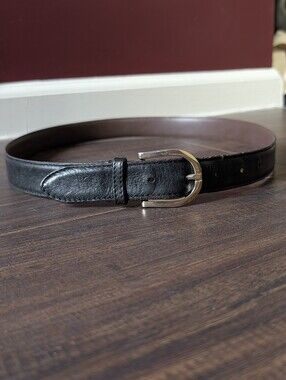 Christian Dior Gold D-buckle Made In Spain Black Leather Logo Polka Dot Belt